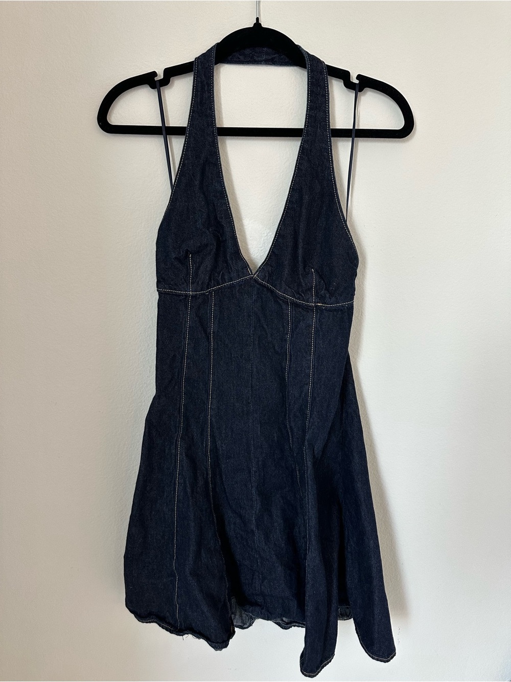 Zara Dark Blue Denim Halter Mini Dress